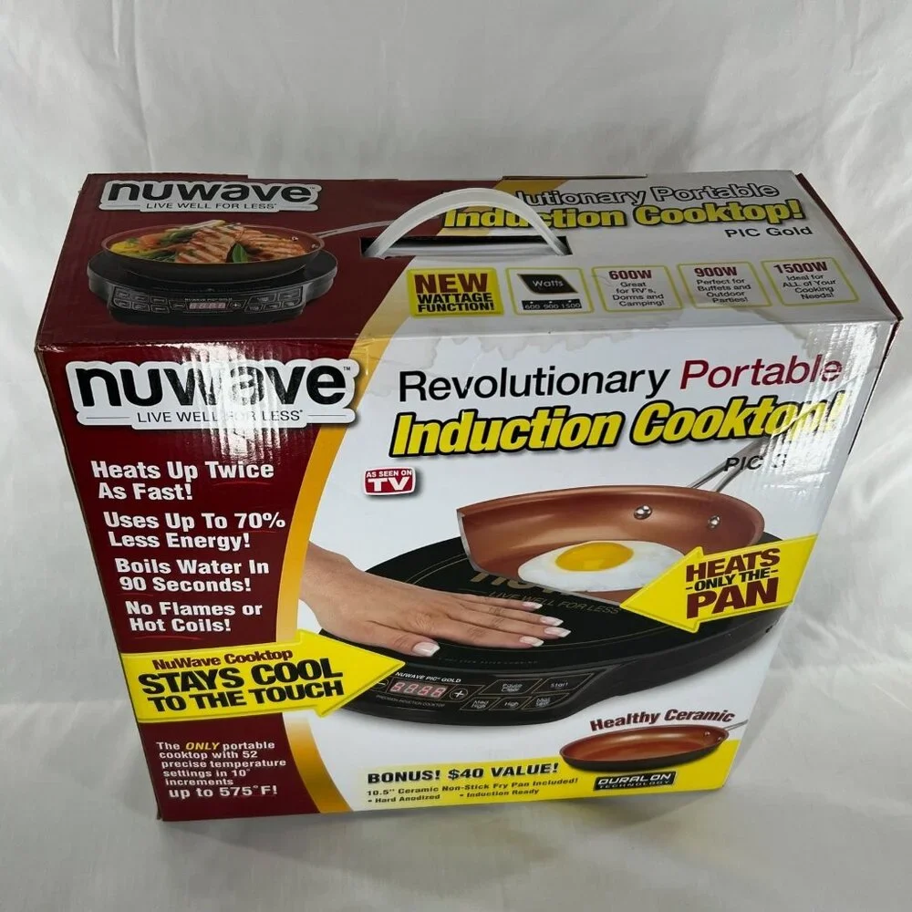 NuWave PIC Gold Precision Induction Cooktop 1500W Portable w/ Pan Open Box